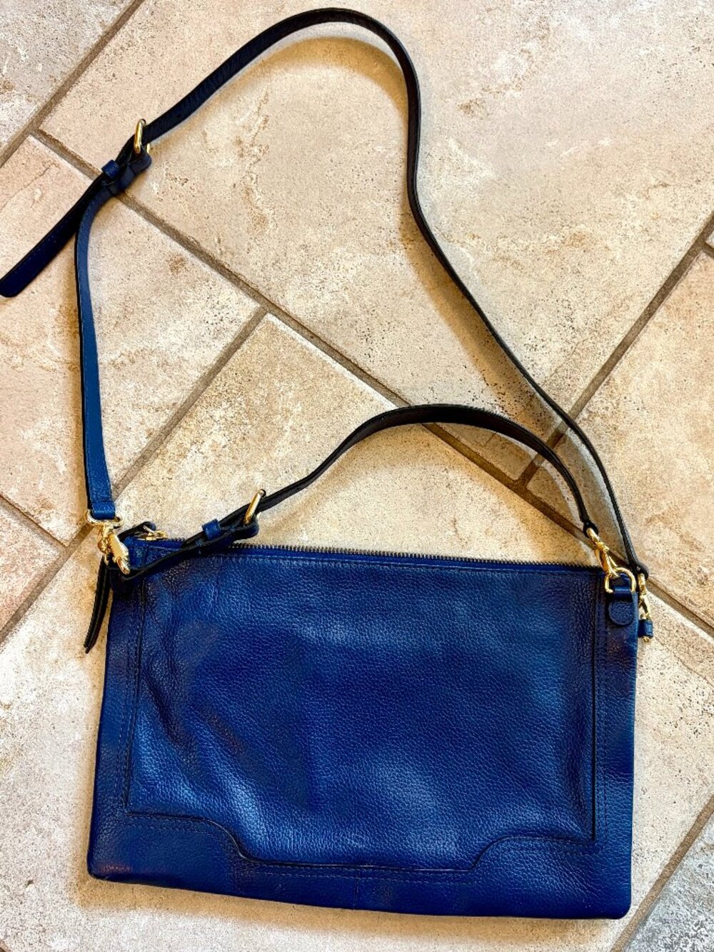 Banana Republic, leather, crossbody bag, royal blue